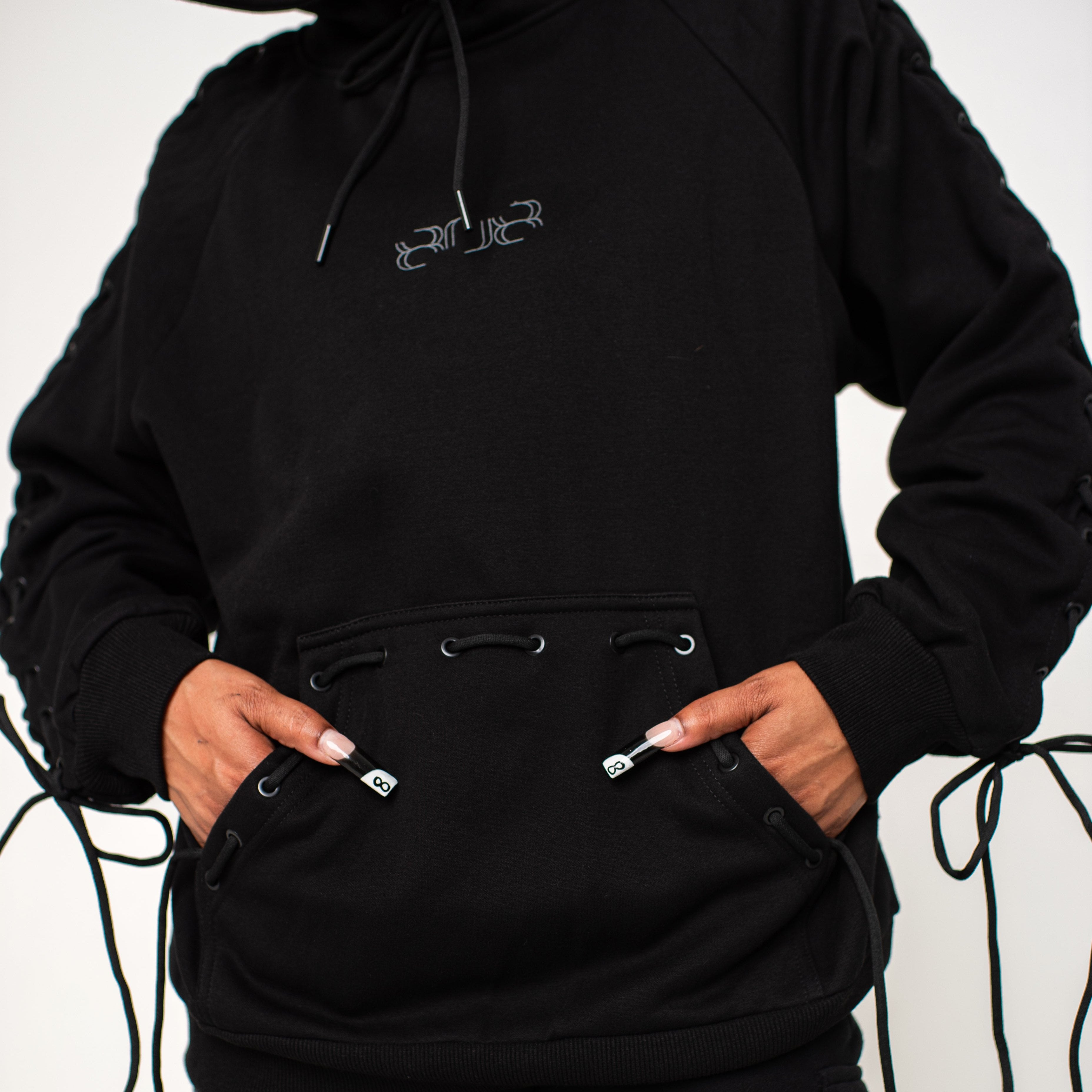 LACE UP POLAR FLEECE HOODIE