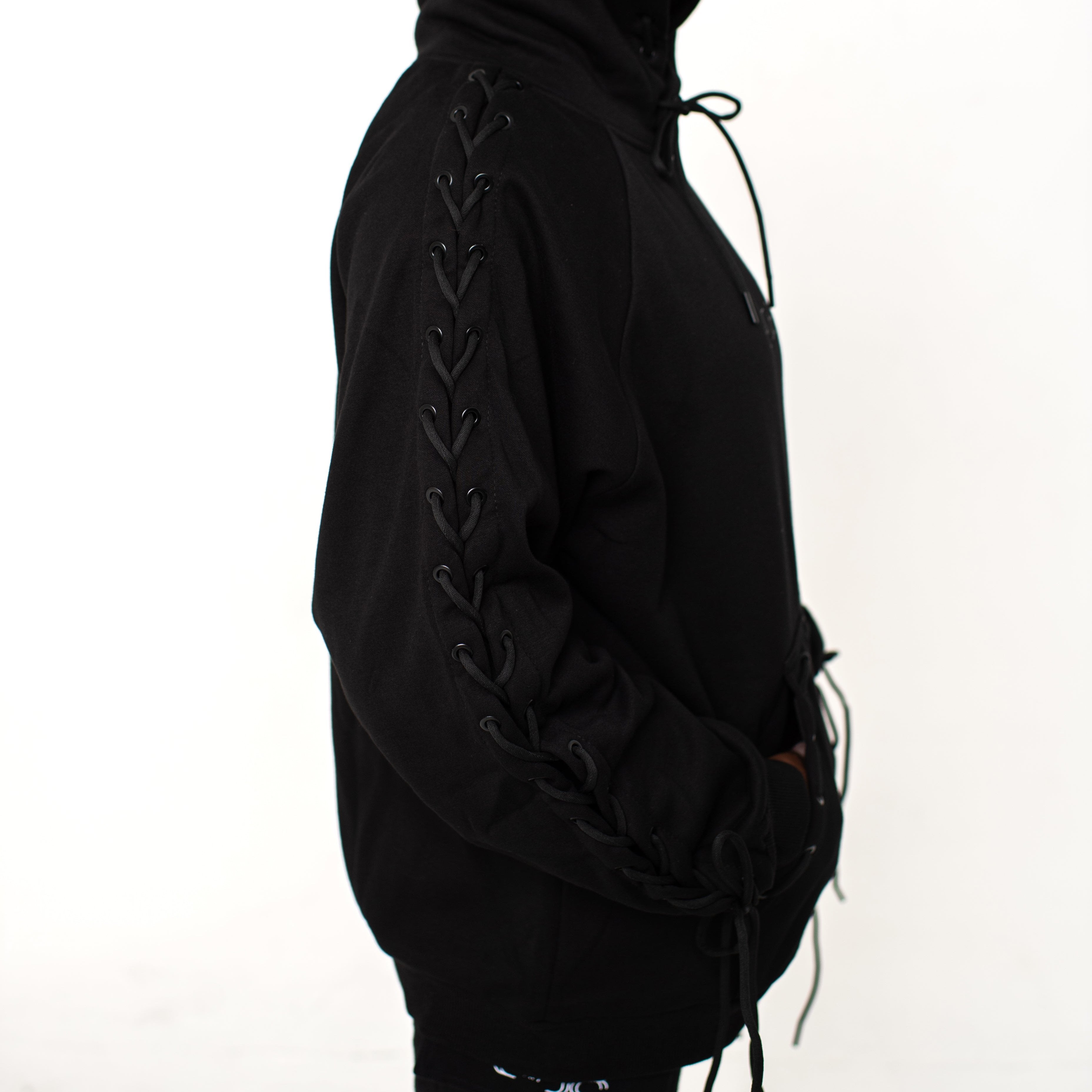 LACE UP POLAR FLEECE HOODIE