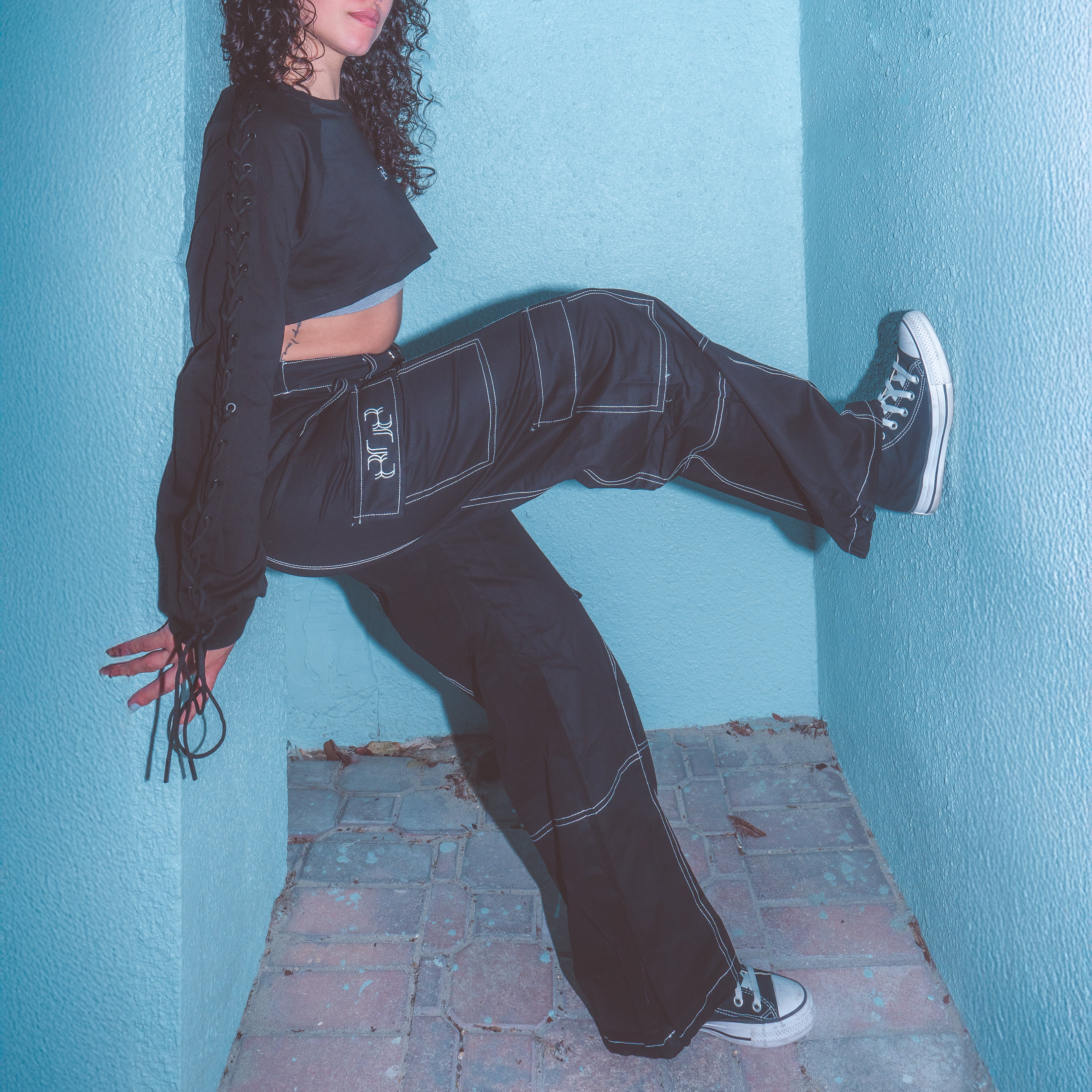 CONTRAST STITCH CARGO PANTS