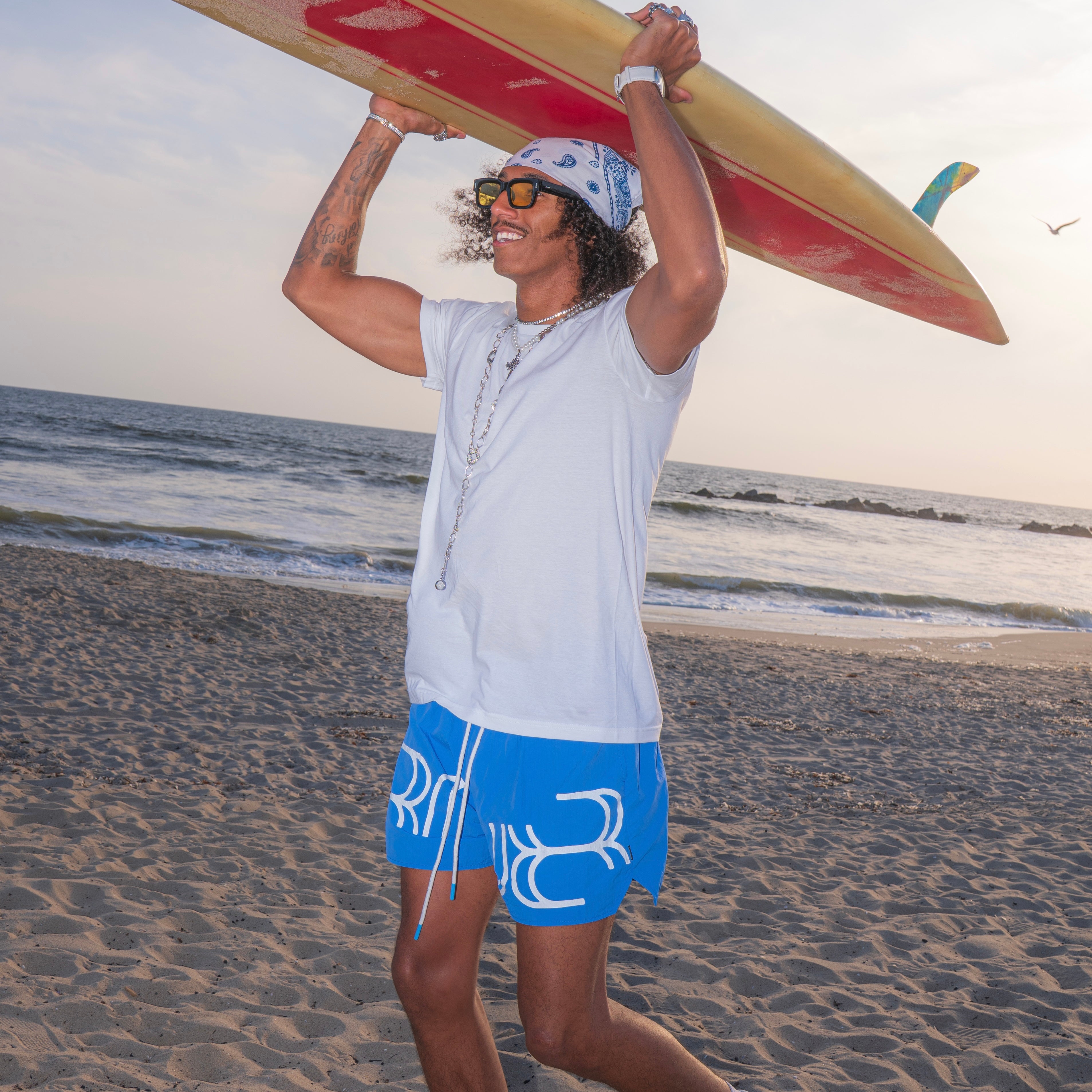 808 BLUE SWIM TRUNKS