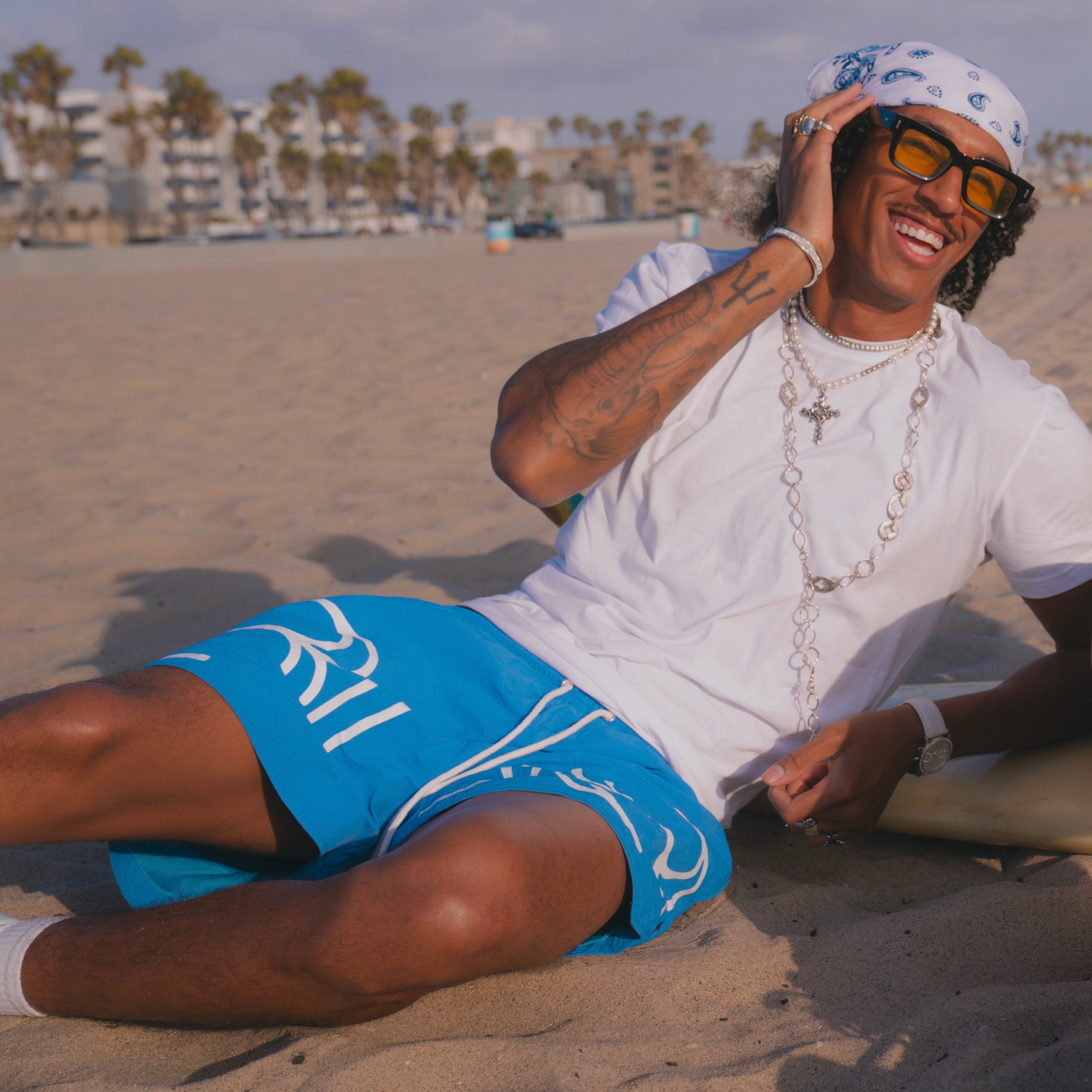 808 BLUE SWIM TRUNKS