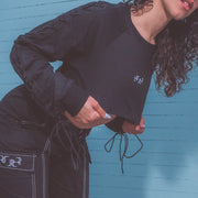LACE UP LONG SLEEVE CROP TOP