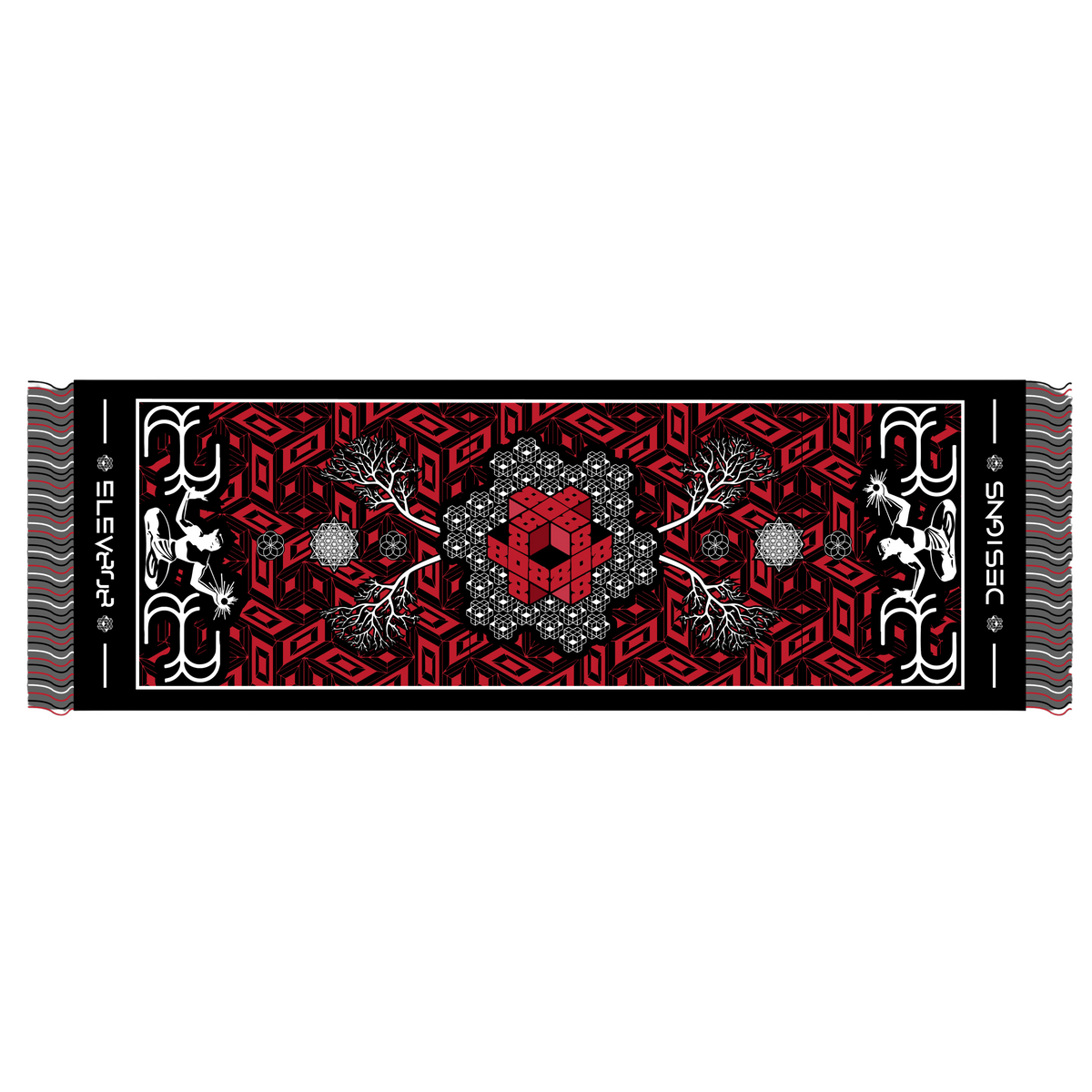 808 DETROIT RED AND BLACK PASHMINA